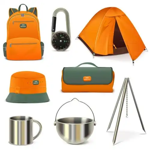 8款逼真野营用品矢量素材