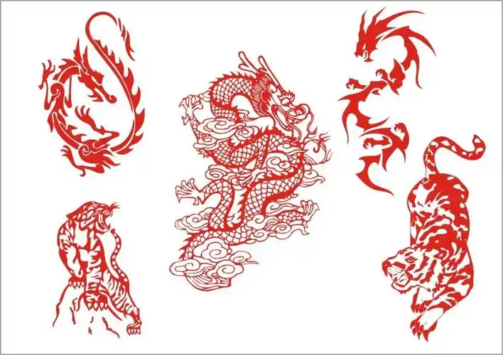 图腾龙虎矢量图图片