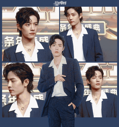 肖战网络视听盛典彩排图#  白西装小王子披风,真的爱了  期待晚上的