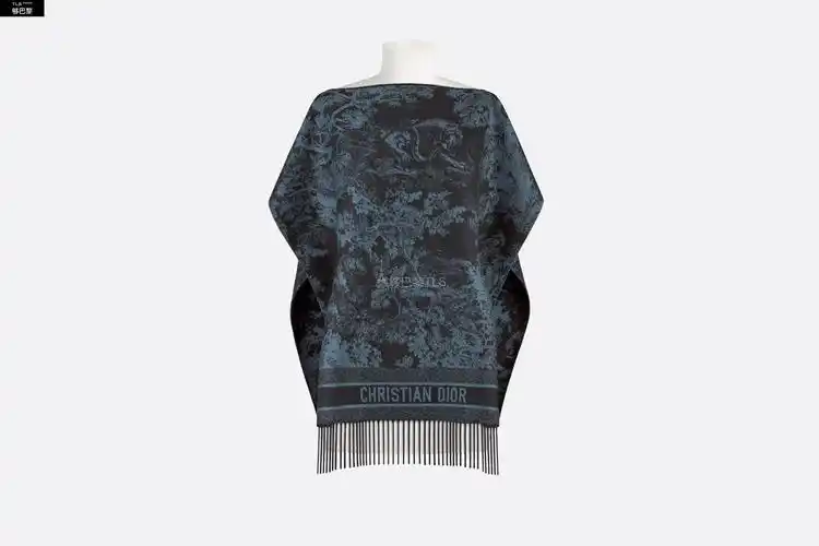 【包邮包税】 dior迪奥 21年秋冬 女士 披肩 印花披风-海*蓝色羊绒茹