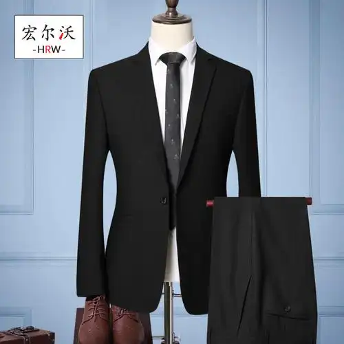 西装套装男西服韩版修身商务礼服宴会婚礼伴郎新郎定制西装男士套