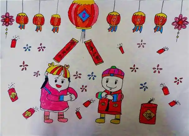 以过年为主题的水粉画 以新年为主题的水粉画