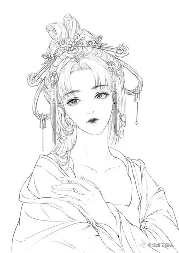 作品展示彩铅画古代美女