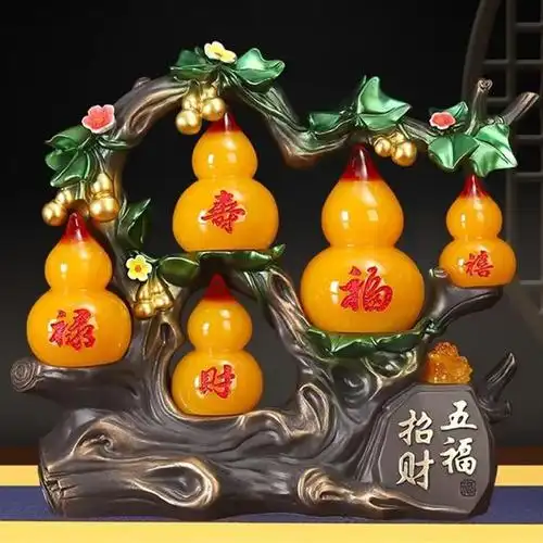 福禄寿喜财五福临门招财葫芦摆件客厅家居酒柜装饰品乔迁新居礼品