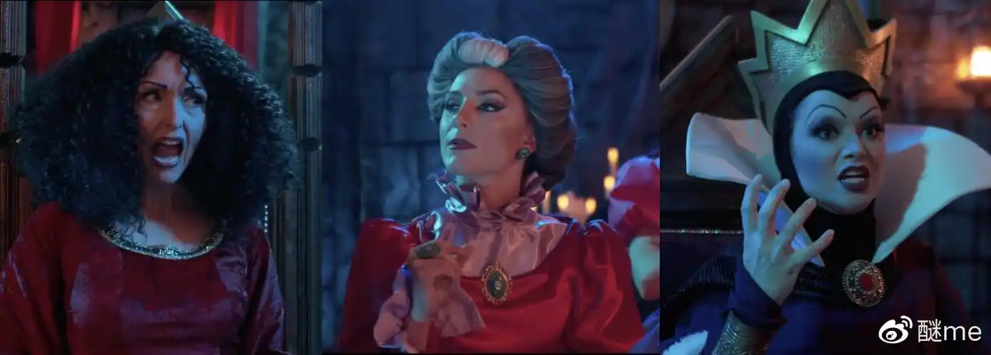 长发公主的"妈妈"女巫葛朵(左),灰姑娘的继母特曼妮夫人(中),白雪