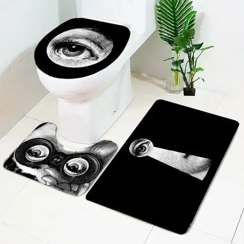 fornasettia人脸装饰马桶三件件套浴室防滑垫门口地垫马桶套