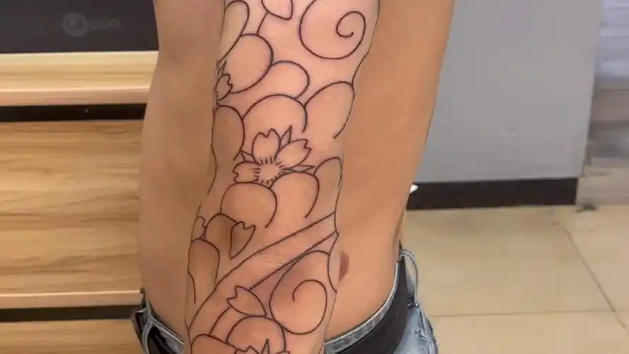 樱花臂#花臂线条#日式老传统#吴江酷客纹身