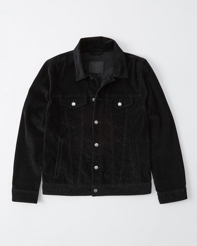 afabercrombiefitch美国秋冬灯芯绒全棉黑色夹克外套夹克