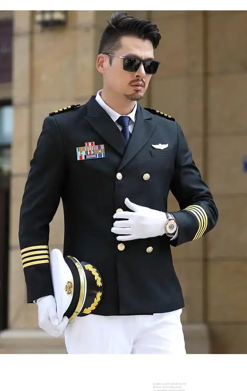 航空机长制服男飞行员空少套装工作服双排扣职业服装外套物业保安
