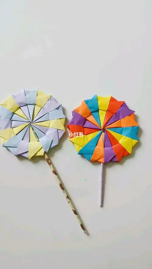 手工折纸棒棒糖