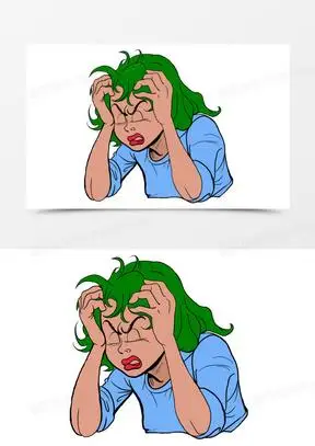 抓头疑问元素5688小女孩疑问不解的样子卡通手绘彩色插画元素8837可爱