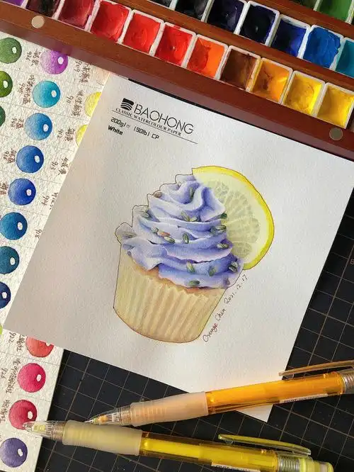 5cm 宝虹200克细纹笔:竹羽堂 插画精灵,小号红胖子颜料:ds水彩棒分装