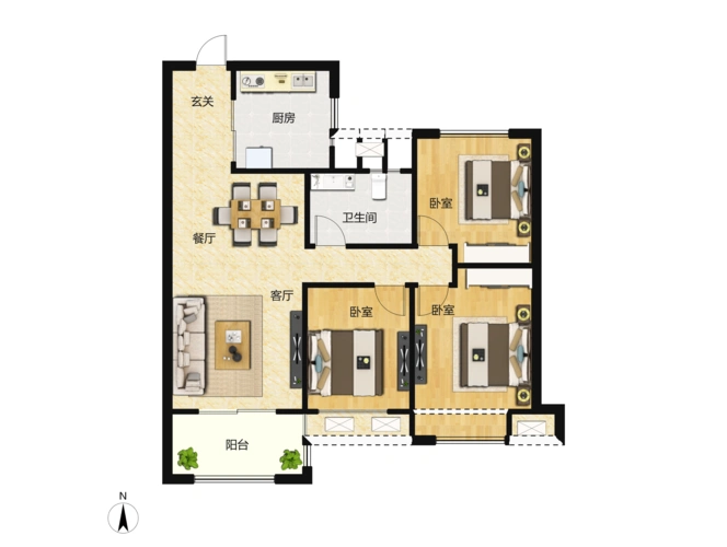 路劲九郡3室2厅1卫户型图