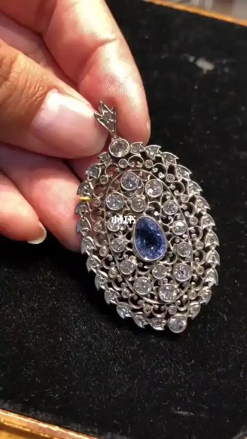 欧洲古董首饰蓝宝石钻石项链