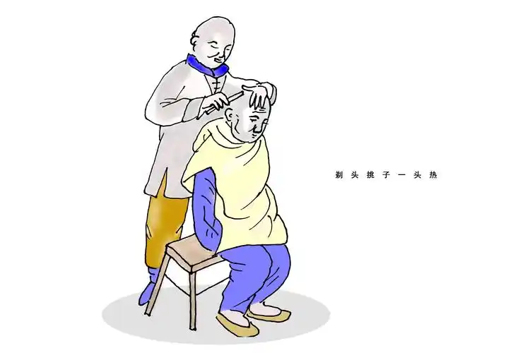 创意配图:1个剃头匠正在给顾客理发剃头