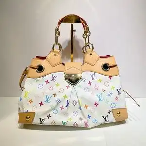 lv路易威登白三彩手提包女士单肩斜跨包拉链休闲几何包杭州奢侈品