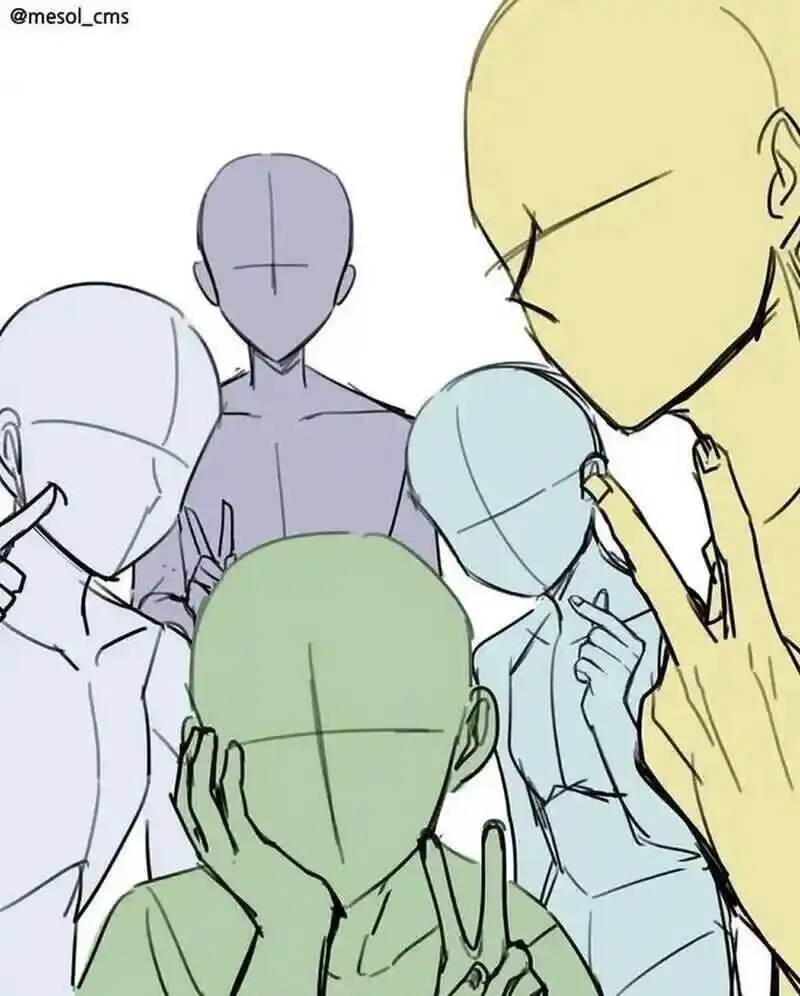 【绘画素材】多人互动姿势参考素材