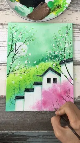 全民最牛手艺人#20秒教你画一幅简单易学的春天风