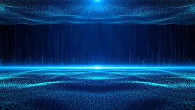 4k大气蓝色粒子光线舞台演出背景