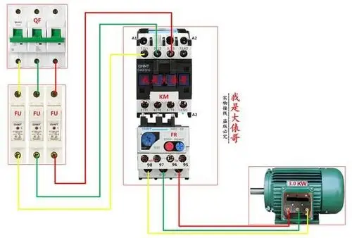如上图所示是自锁电路的二次实物接线图.