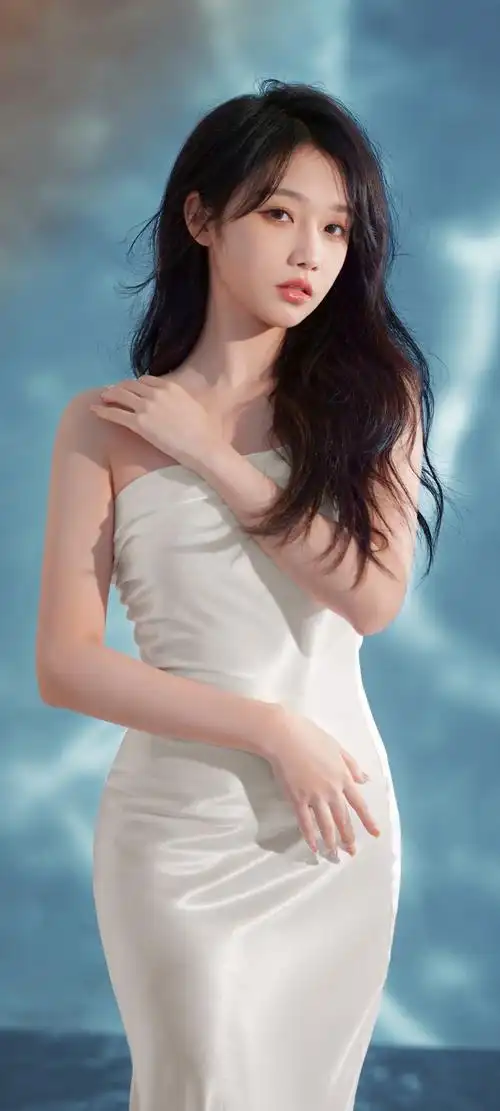 宋昕冉白色礼服手机壁纸,美女女生-可爱美图