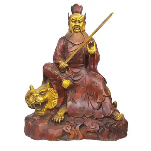 老虎张天师天师铜像道教神像张道陵家居摆件