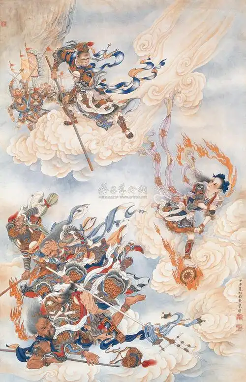 09752004年作大闹天宫立轴设色绢本