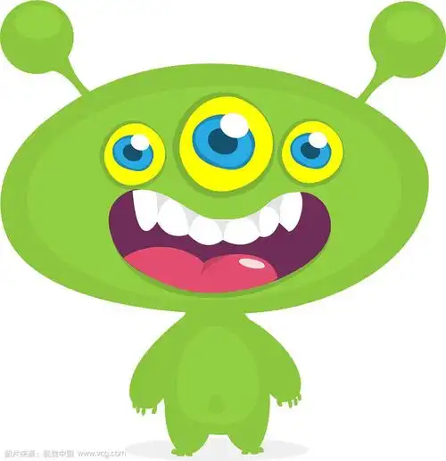 很酷的卡通外星人有三只眼睛