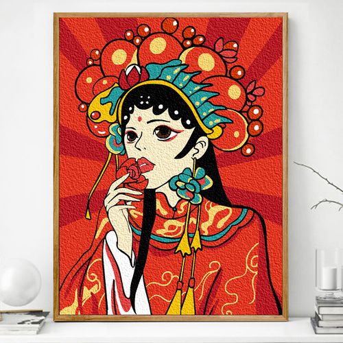 【国风花旦】b时匠纸浆画diy材料复古手工装饰画成人墙上数字油画