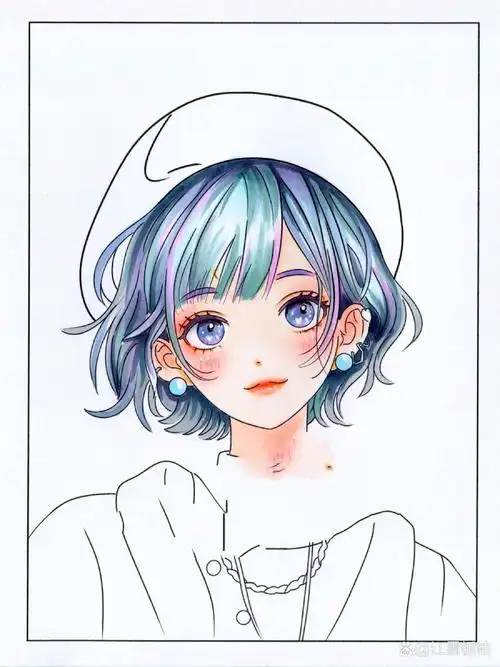 96马克笔动漫手绘梦幻女孩内附详细步骤