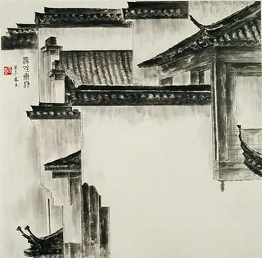 惊喜地看到了西方画家蒙德里安的几何构成——然而,皖南的马头墙,却