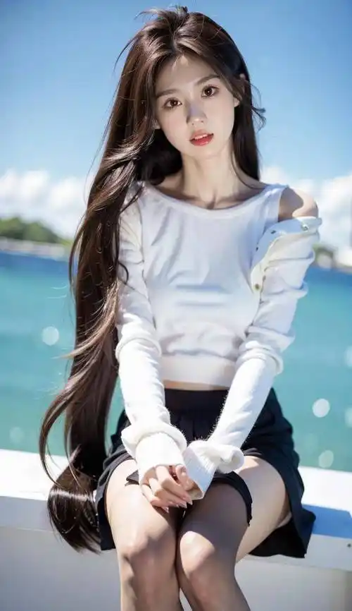 ai美女壁纸-海风与长发少女_女子_大自然_画面