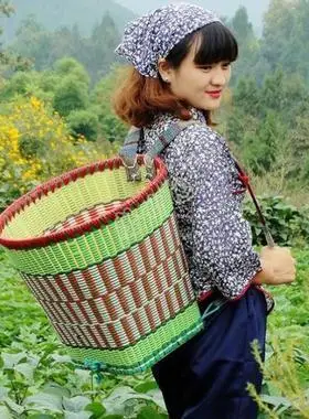 贵州背篓买菜塑料手工编织家用背筐成人背篼竹编民伐优选淘宝店10元券