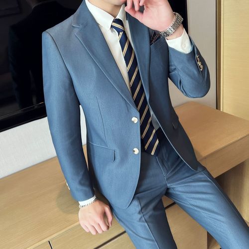 c春季男戗驳领西装2023春秋商务休闲西服套装男修身高档西装男潮流