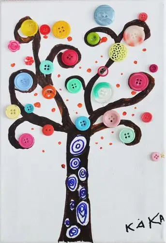 《大树纽扣画》