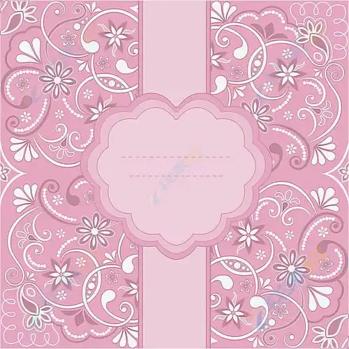 美丽粉色花纹封面矢量素材下载