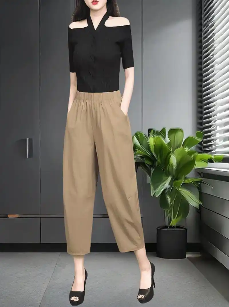 这条冰丝速干香蕉裤薄款萝卜裤真的好看,今年夏季流行的款式,时尚百搭