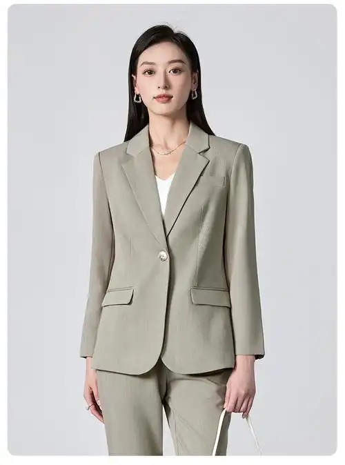 时尚韩版休闲小西装外套女2024新款简约干练气质一粒扣西服套装秋