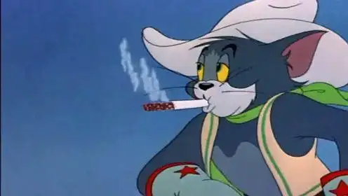 猫和老鼠:汤姆抽烟姿势很帅嘛,居然还吐出这么酷的烟圈来撩妹!