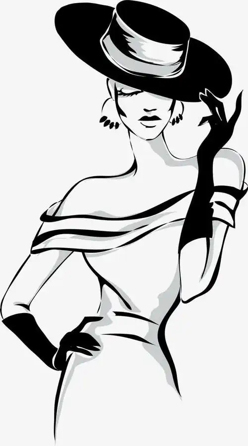 黑白时尚女郎图案