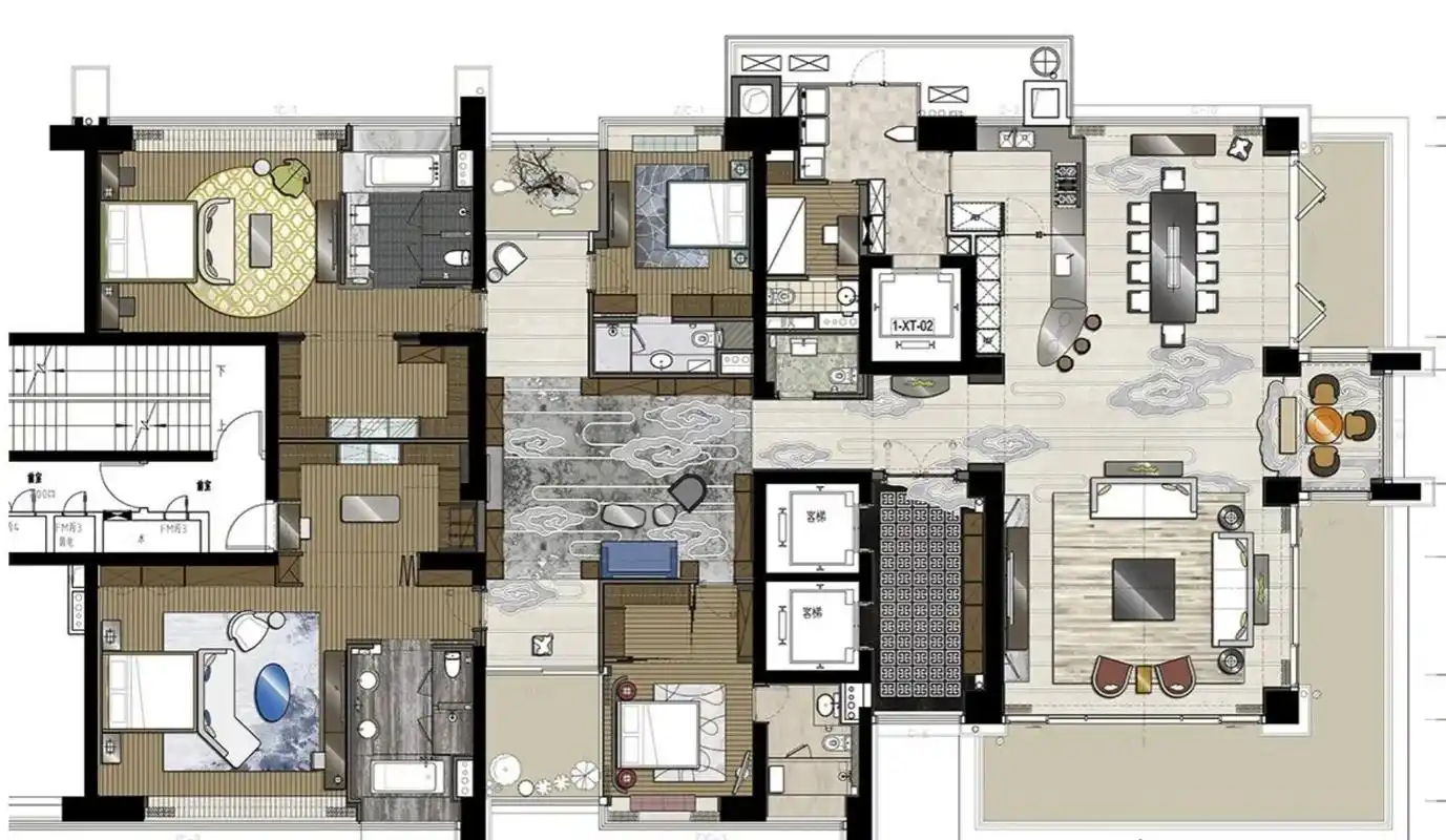 400平米天际奢华大平层,主卧有私密通道
