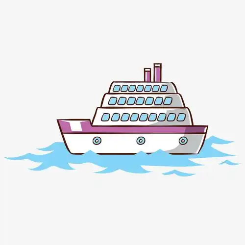 卡通白色豪华轮船