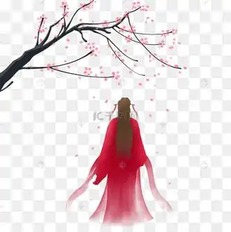 古风红衣美女背影