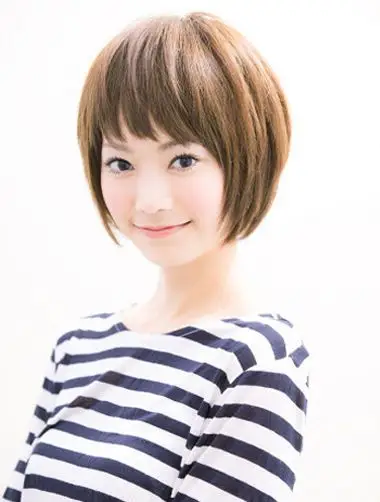 圆脸 斜刘海直发碎发波波头