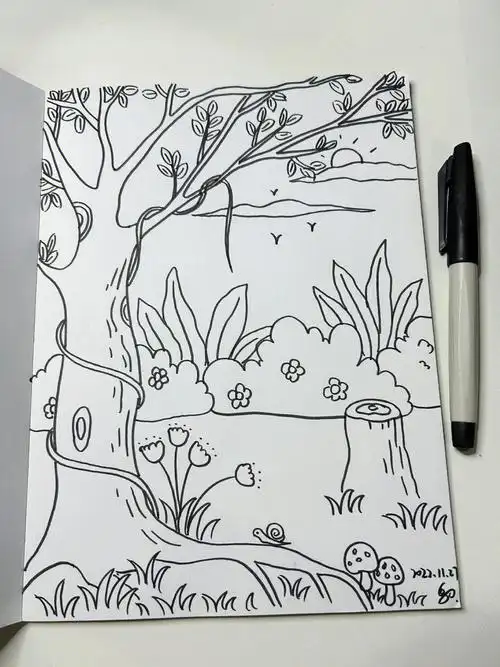 简笔画森林场景图片原创108