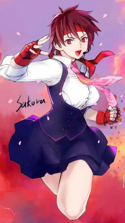 街头霸王女性角色春日野樱sakura kasugano短裙打拳手机壁纸图片(2)