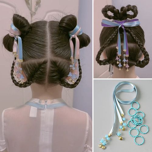 网红小熙瓜同款铃铛发带儿童古风汉服发饰小女孩中国风扎头发头