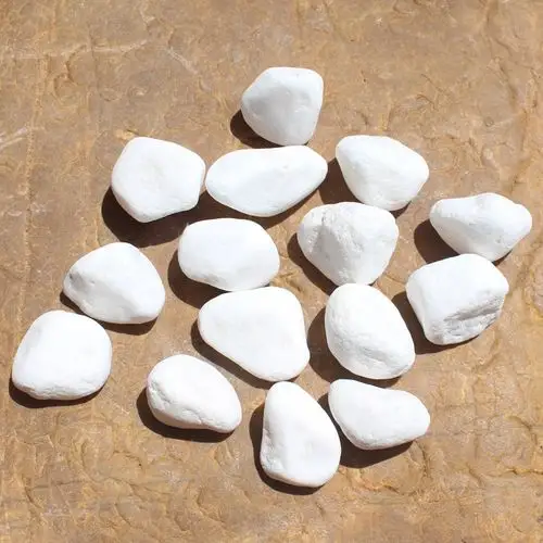 3-5公分纯白色鹅卵椭圆石头 铺地装饰鱼缸配饰白石子装饰白色石子
