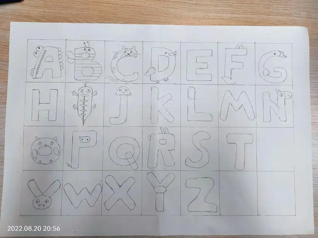 英语字母创意画#英语字母绘画 #英语动物手抄报 #涂鸦字母  - 抖音