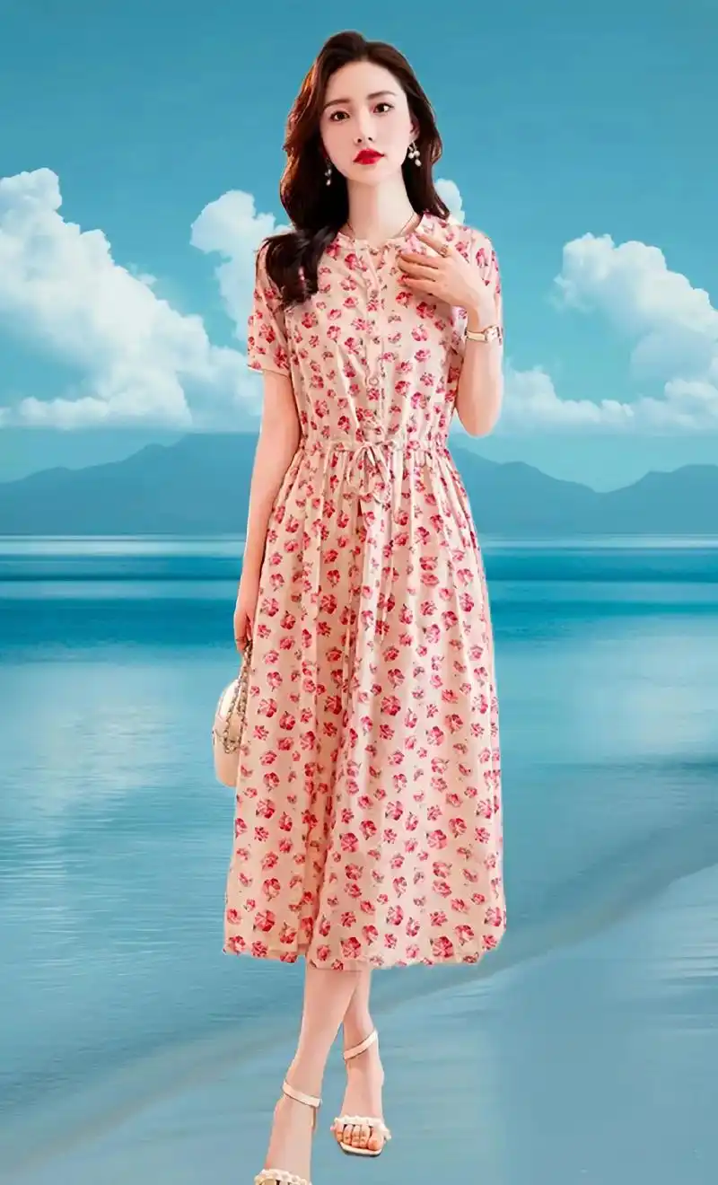 法式碎花连衣裙女2024年夏季新款